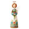 Hand-carved Decoration Vintage Floral Figurine Ornament, Hand Carved Flower Angel Statue, Decorative Figure with Wings Home Table for Living