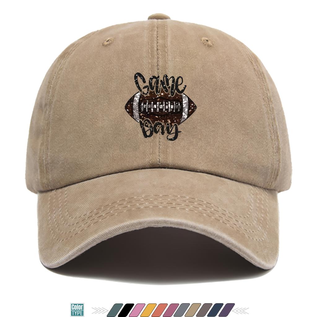 Trendy Retro Shining Football Print Baseball Cap with a Minimalist Design Suitable for Stylish Unisex And Women This Trucker Dad