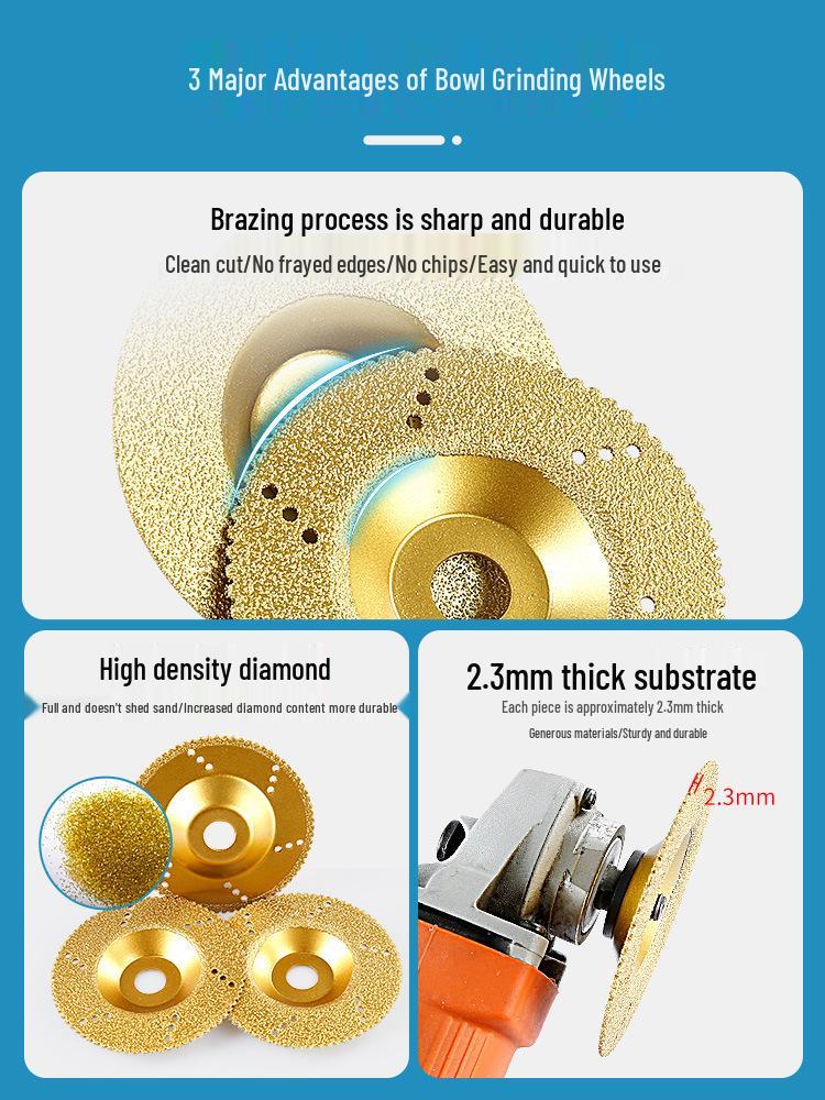 Diamantgelötete Schleifscheibe für Marmor, Quarz, Fliesen und Keramik - Winkelschleifer-Aufsatz