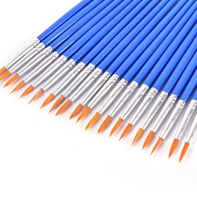 10 pezzi di pennelli per pittura acrilica, acquerello, in nylon, con punta fine e rotonda