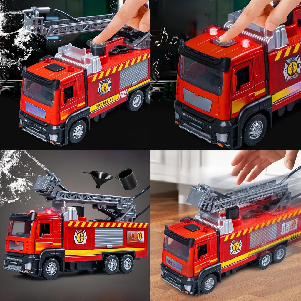Fire Truck Toy With Water Spray And Inertia Drive For Kids Educational Play