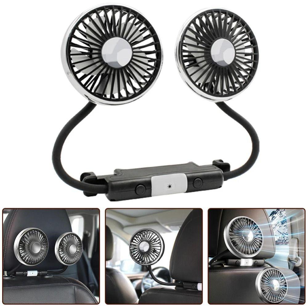 Vehicle-mounted Double-head Fan Multi-functional Electric Magnetic Fan 360° Cooling Fan Car Rear