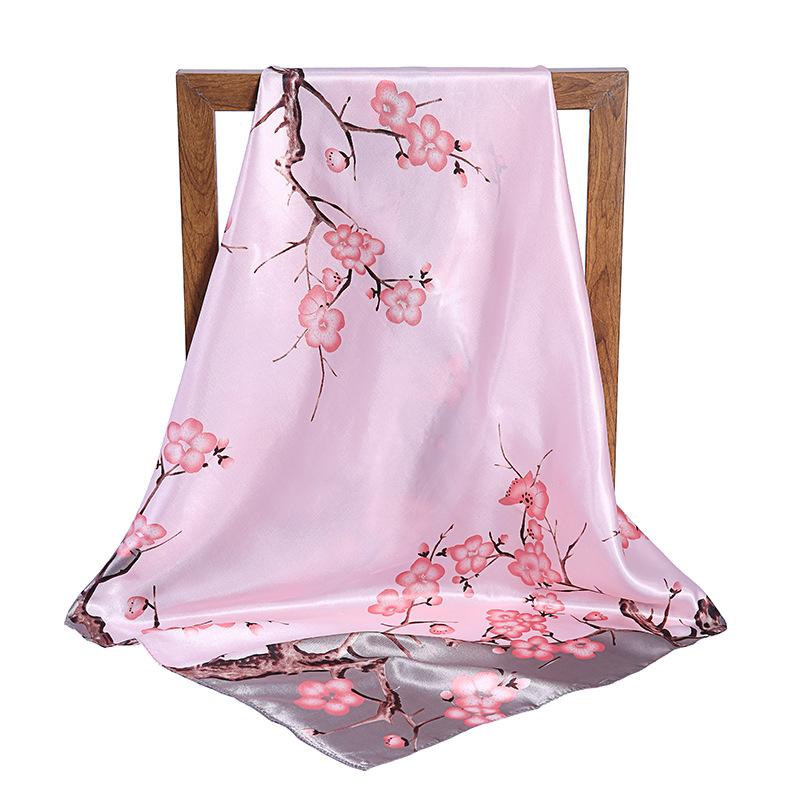 Gefleckter Satin Damen Frühling und Sommer Seidenimitat Schal Bedruckter Kleiner Quadratischer Schal Geschenk Europäischer und Amerikanischer Schal Stola