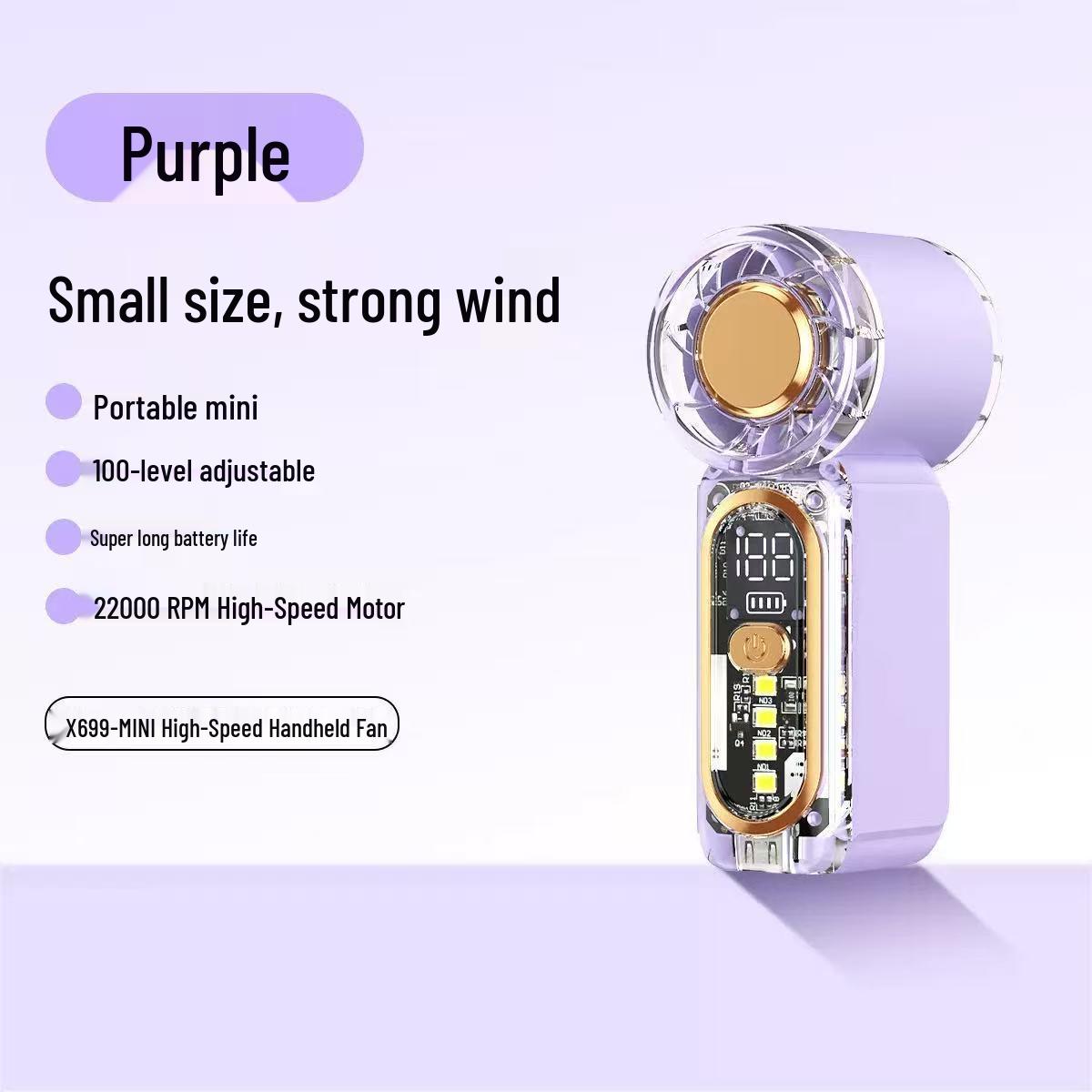 X699 Mini Handheld Fan - USB Rechargeable, Pocket-Sized, High-Speed, Portable Wind Cannon 35.5*26.5*90