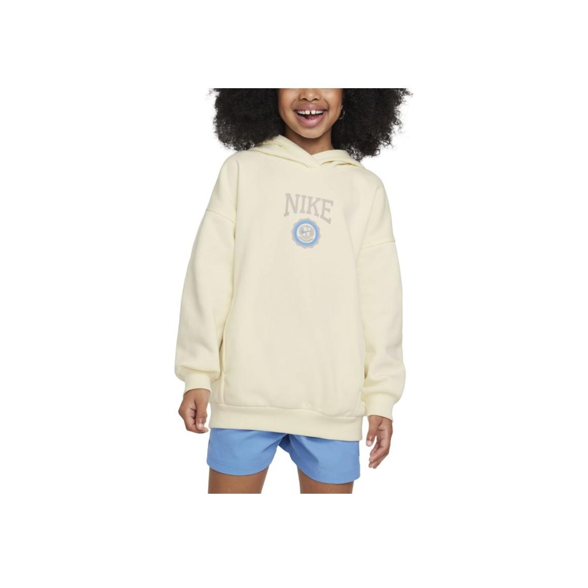 

Nike Sportswear Club Fleece Soft Comfortable Loose Warm Hooded Sweatshirt Kids Sweatshirt Coconut-Milk University-Grey HJ3371-113 M