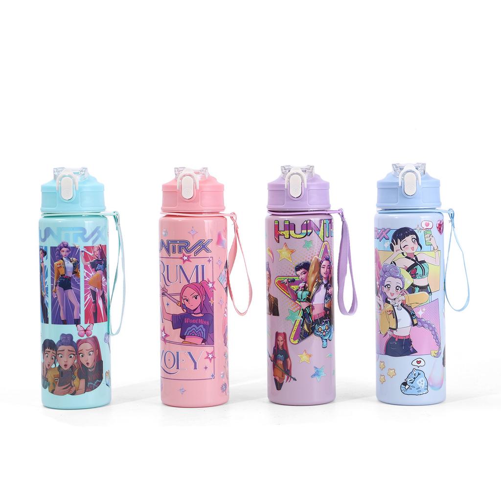 Straw Cup Children's Cute Cartoon Bouncing Cup with Lifting Rope Large Capacity Plastic Cup