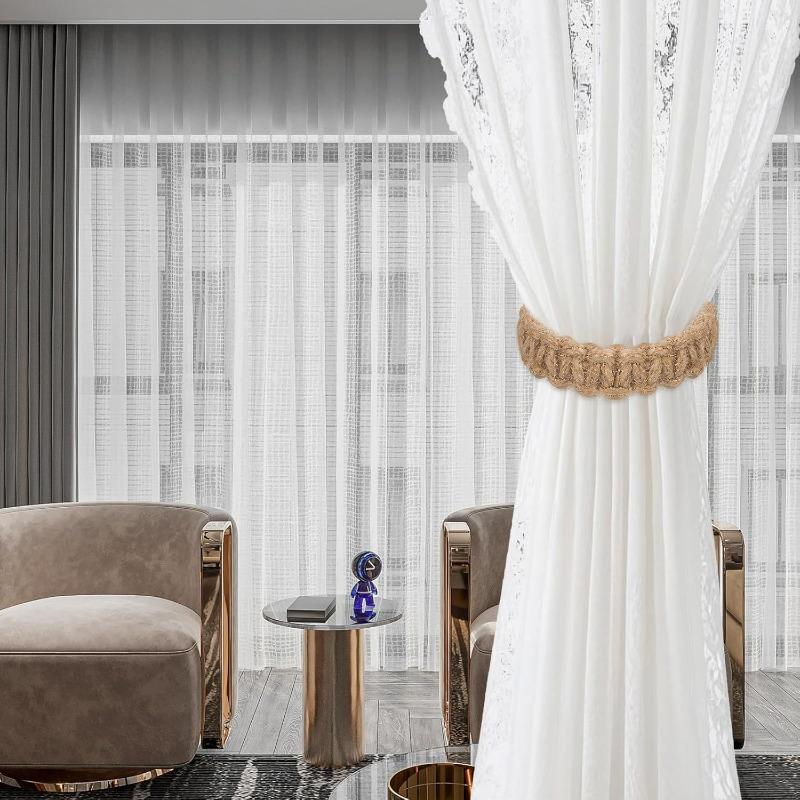 Weaving Curtain Ties with Elegant Rural Style. Handmade Curtain Ties Suitable for Light and Thin Home Bedroom Office Decoration