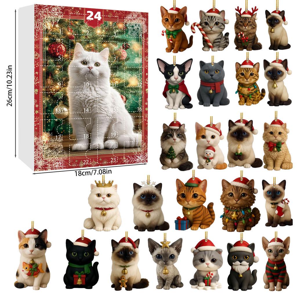 Christmas Cat Acrylic Advent Calendar With 24 Decor Slots For Holiday Celebrations