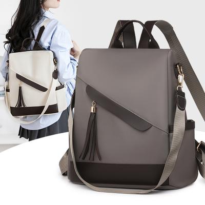 Großkapazität Nylon Spleiß Damen Rucksack Urban Einfach Pendeln Schultertasche Diebstahlschutz Aufbewahrung College Student Schultasche