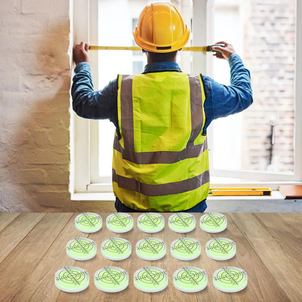 Set of 15 32mm Bubble Levels with Degree Mark for Spirit Level Circular Measuring Meter for Adjusting Office Machines and Toys