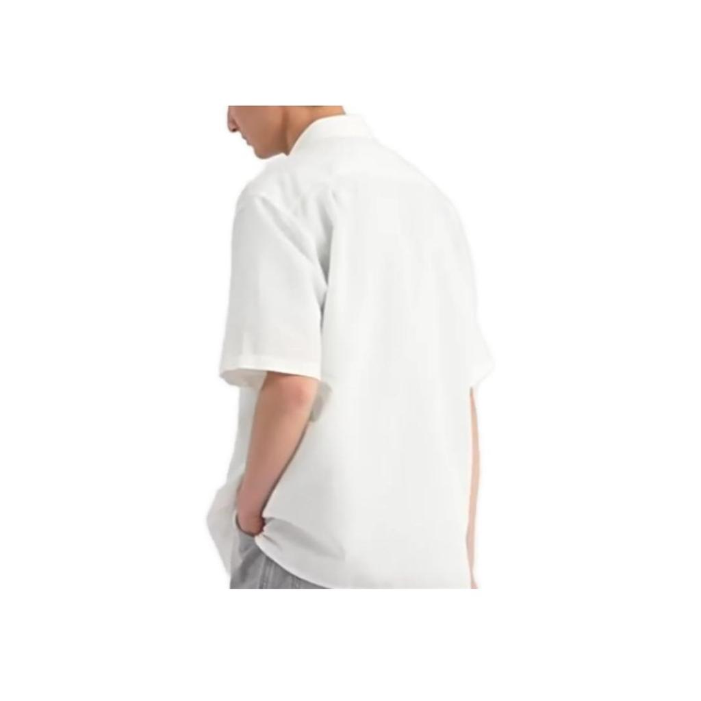 UNIQLO Solid Color Short Sleeve Shirt Men shirts White 455970-00