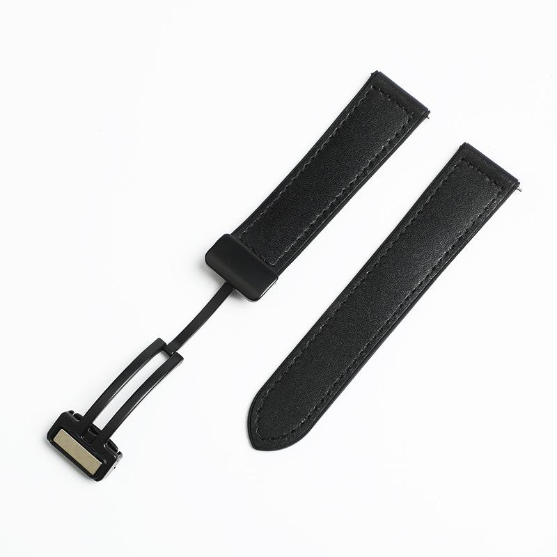 Huawei GT4 Smartwatch Band - Genuine Leather, Folding Magnetic Clasp, Quick Release Silicone Cowhide Strap