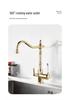 Antique Gold All-Copper 3-in-1 Kitchen Faucet: Hot/Cold Water for Sink & Vegetable Wash Basin, Splash-Proof Design