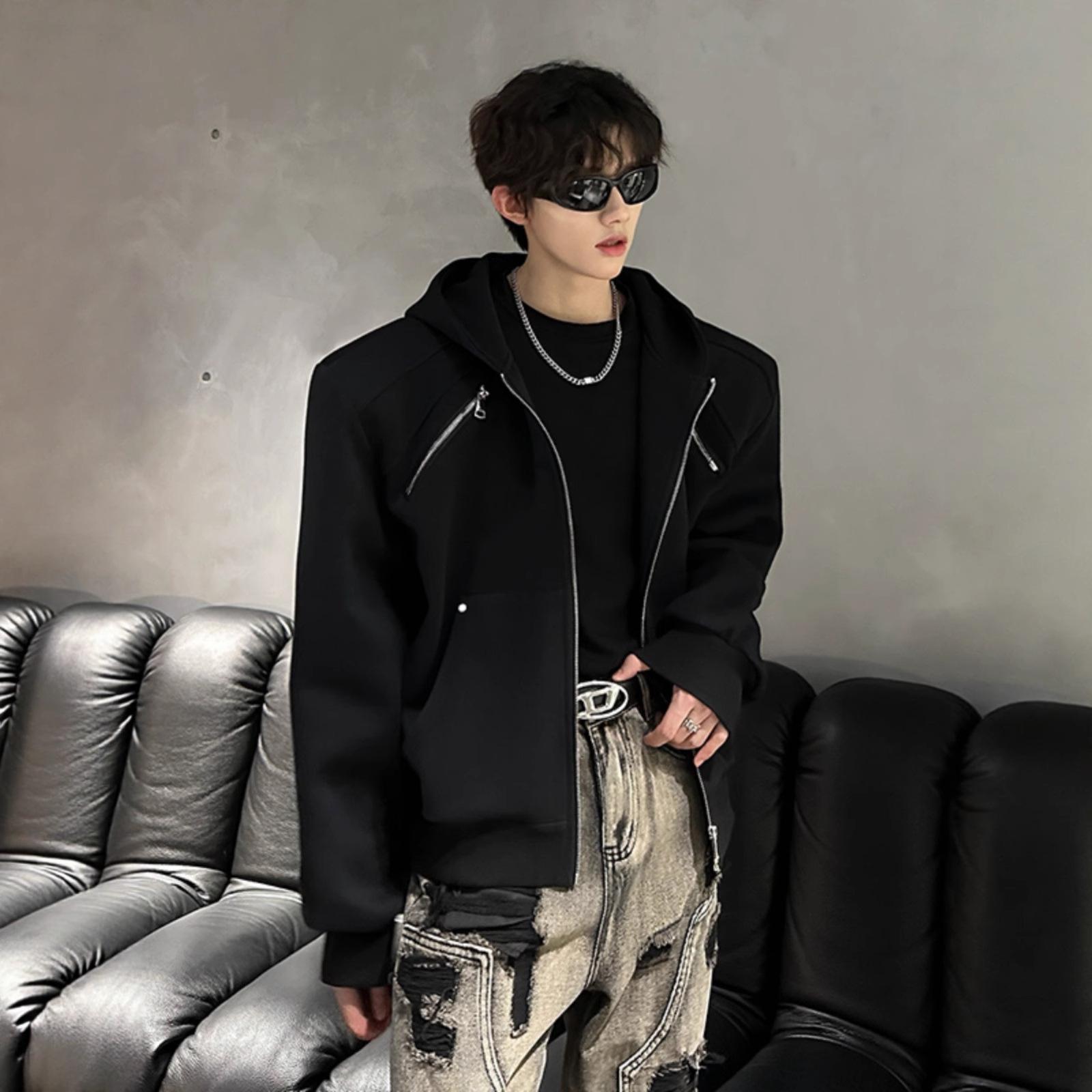 

Короткий стеганый кардиган-свитер с капюшоном, силуэт пальто для мужчин XXL