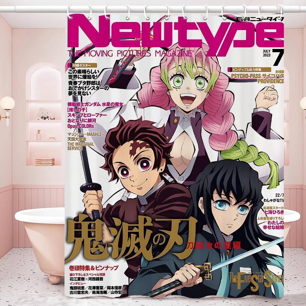 D-Demon Slayer 1pc Shower Curtain Polyester Waterproof Shower Curtain Bathroom Partition Curtain Decoration Accessories