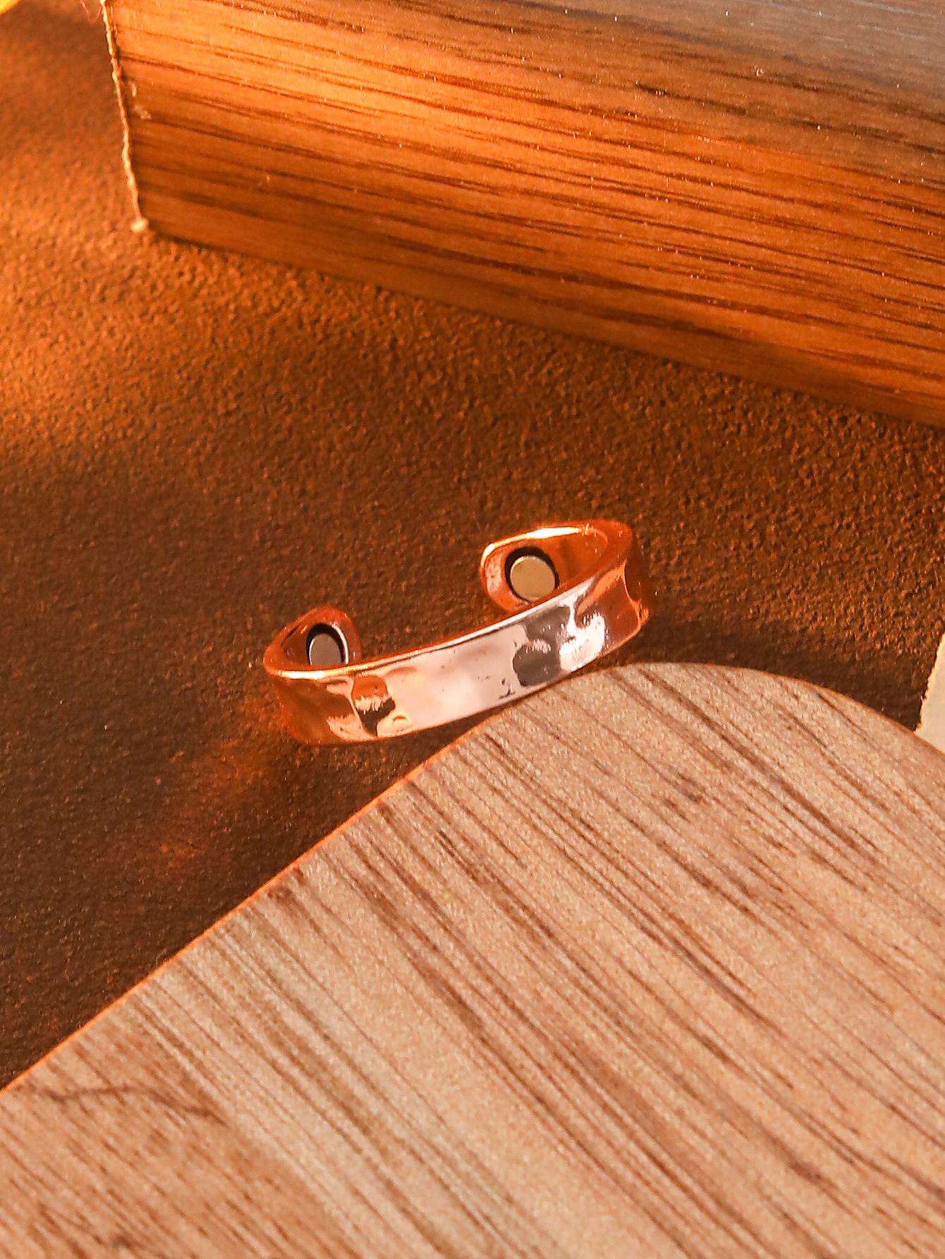 

Plain Hammer Open Bracelet Ring Set Wind Retro Concave And Convex Bracelet Ring Hand Jewelry