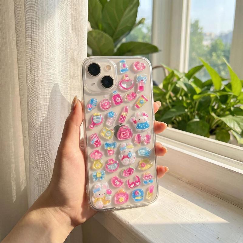 1/4Pcs Cute Bear Rabbit 3D Relief Stickers Cute Aesthetic Stickers Cartoon Creative Stickers Diy Decoration Stickers