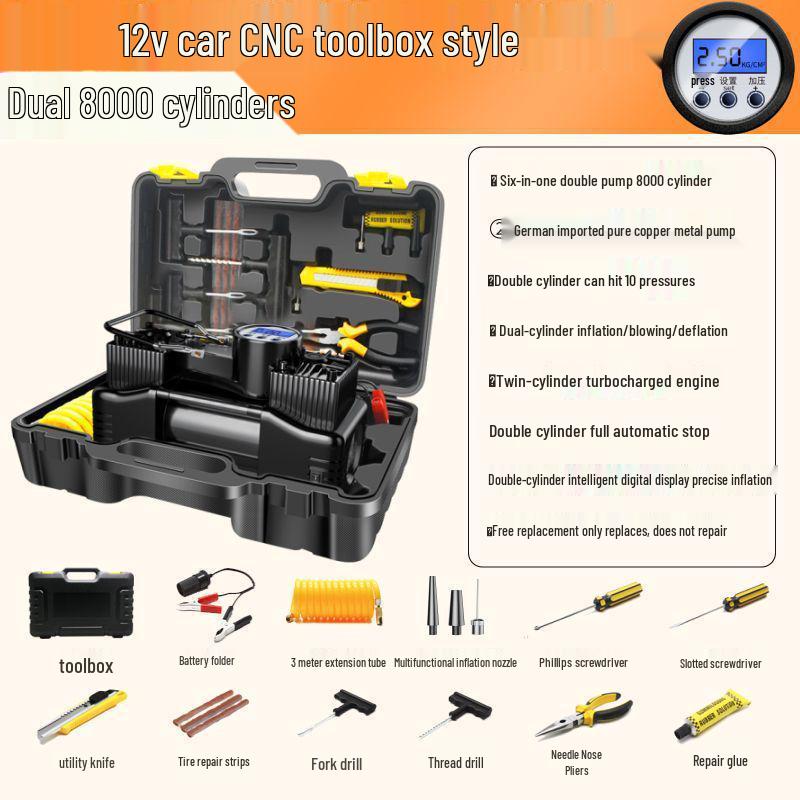 Dual-Cylinder High-Power Electric Car and Home Tire Inflator