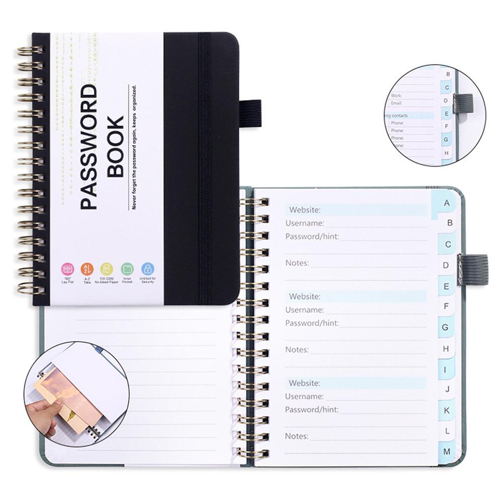 112 Pages Note Book with Letter Tags Password Recording Coil Book Fashion Codebook