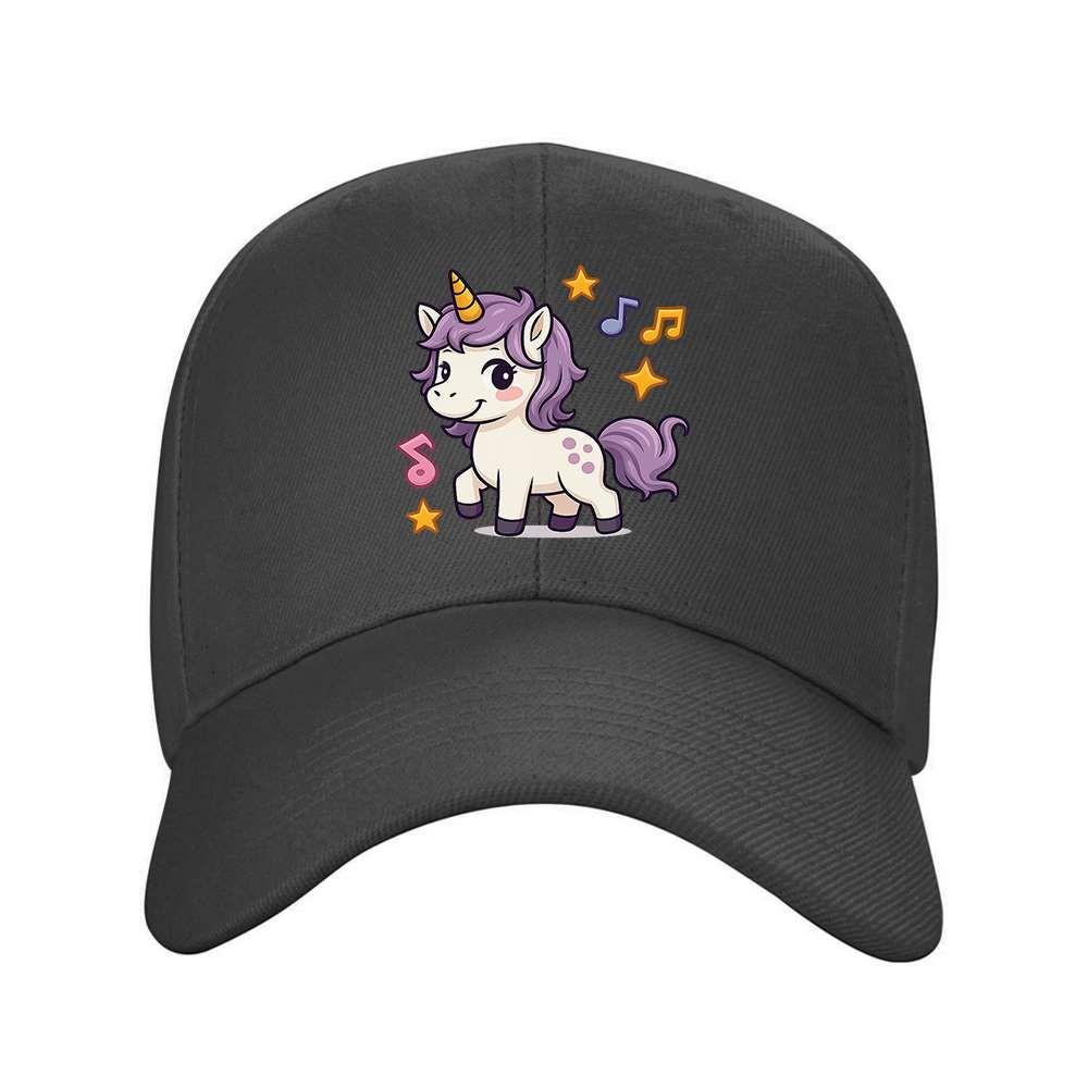 Cute Unicorn Music Print Baseball Cap Dreamy Sweet Style Adjustable Travel Hat