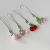 Fruit themed Mobile Attachment Beautiful Peach/Cherries Charm Lovely Fruit Cellphone Cord  for Fruit Enthusiasts