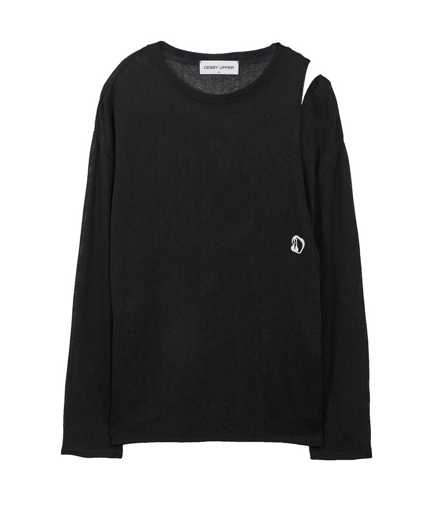 DEBBY UPPER Logo Over Fit Cutout Kint_Black