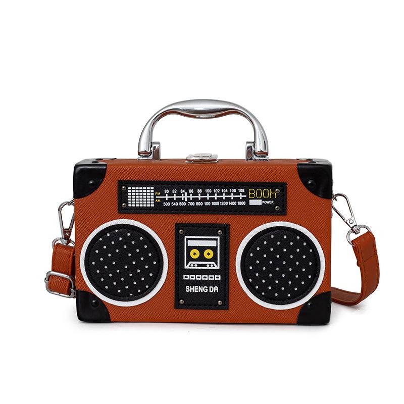 Fashion bags radio box bag 2025 European and American creative personality funny retro shoulder messenger bag women's new models