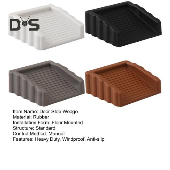 4Pcs Rubber Door Stopper Wedge Wall Protector Heavy Duty Anti-slip Windproof No Drilling Anti-collision Carpet Tile Concrete Wooden Floor Doorstop