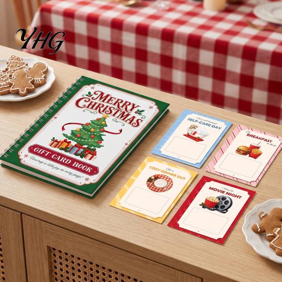Álbum de Recortes Regalo Personalizado Libro de Tarjetas de Regalo de Navidad, 7" x 5" Encuadernación en Espiral Merry para Folleto de Tarjetas, Álbum de Felicitaciones, Suministros para Fiestas de Navidad Único DIY
