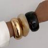 SHIXIN 3 Styles Bohemian Stackable Resin Acrylic Wide Bracelet for Women Vintage Irregular Geometry Chunky Bangles Party Jewelry