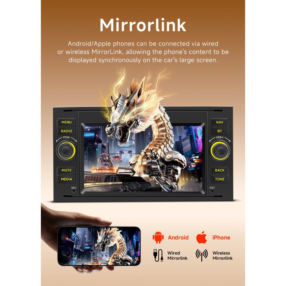 Car Radio 2 Din,7 inches,Ford Focus 2007 Mondeo S-max C MAX Kuga Galaxy Fiesta Transit Fusion,Android Auto,Multimedia Player