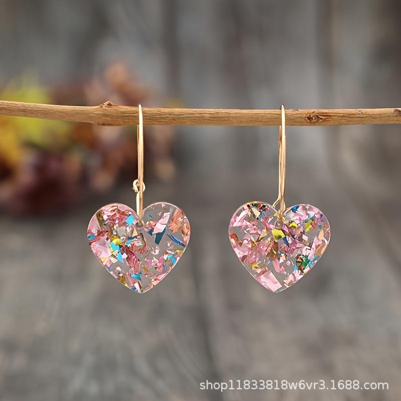 Korean version of fashion gradual change heart earrings temperament personality lady earrings jewelry