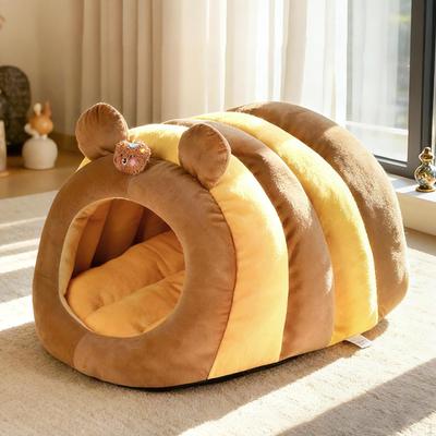 Nid pour chat Chenil Teddy Détachable Abri d'hiver Grotte de couchage pour animal de compagnie Lit pour chats d'intérieur