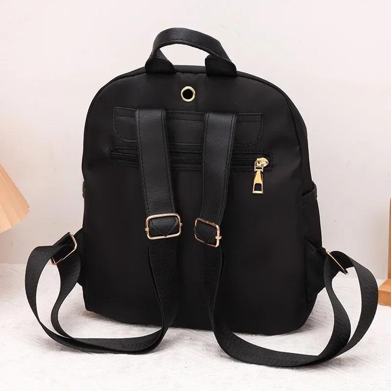 New solid color waterproof zipper nylon fashionable large capacity casual and versatile female commuter backpack