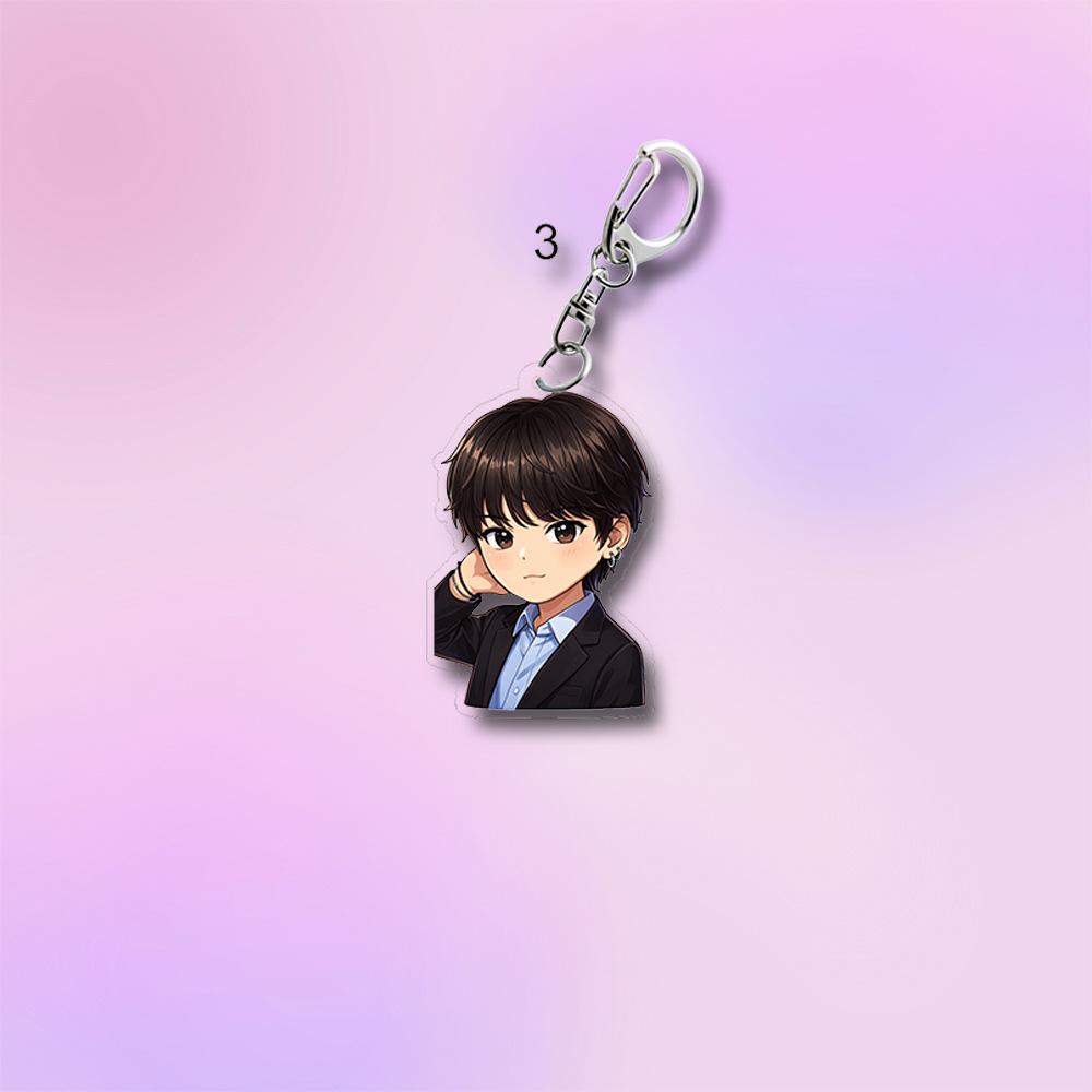 7 Stück BTS Niedliches Anime Anzug Cartoon Acryl Schlüsselanhänger, Bangtan Boys Cartoon Figur Schlüsselanhänger, Kpop ARMY Taschenzubehör