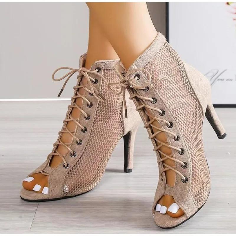 

Модные Сексуальные Туфли на Высоком Каблуке, Сандалии из Ажурной Сетки для Женщин, Туфли-Лодочки с Открытым Носком, Удобные Большие Размеры, Модные Трендовые Летние Ботильоны для Джазовых Танцев 43