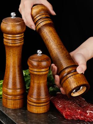 5" 8" 10" Salz- und Pfeffermühle, Gewürz- und Pfeffermühle aus Massivholz mit starkem, verstellbarem Keramikmahlwerk, Küchenkochutensilien