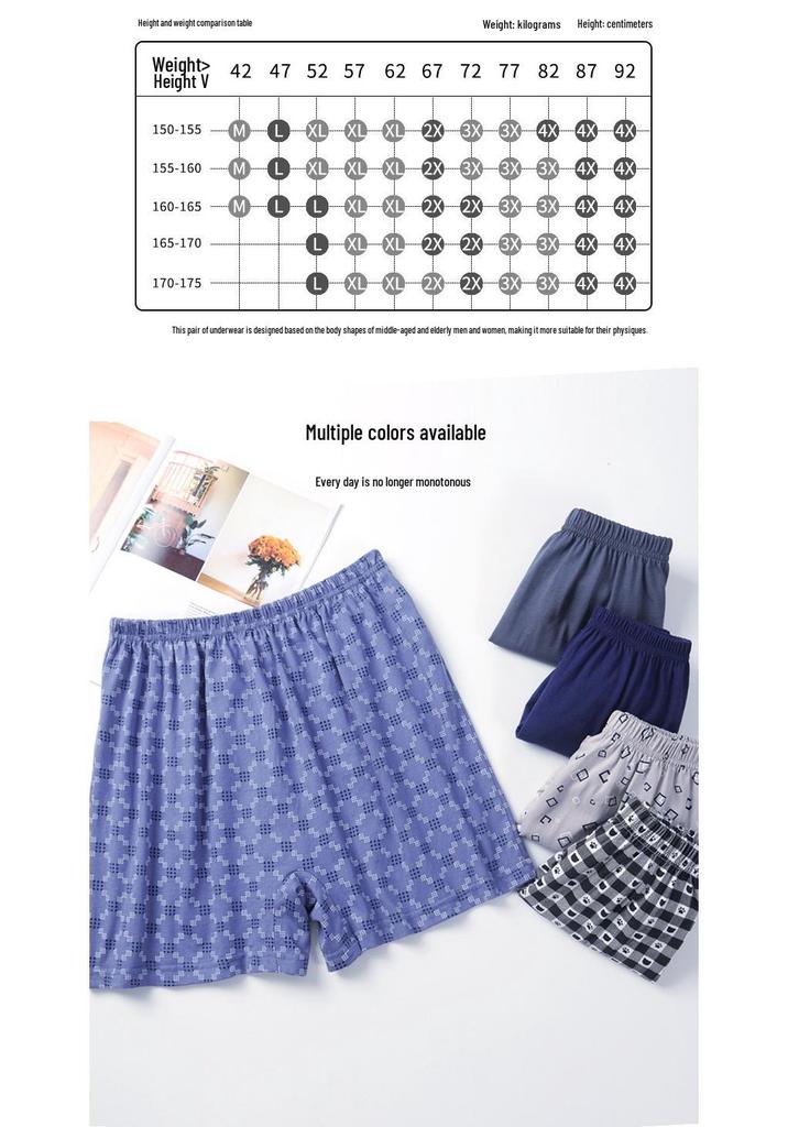 Men's All-Cotton Plus-Size Boxer Briefs for Middle-Aged and Elderly