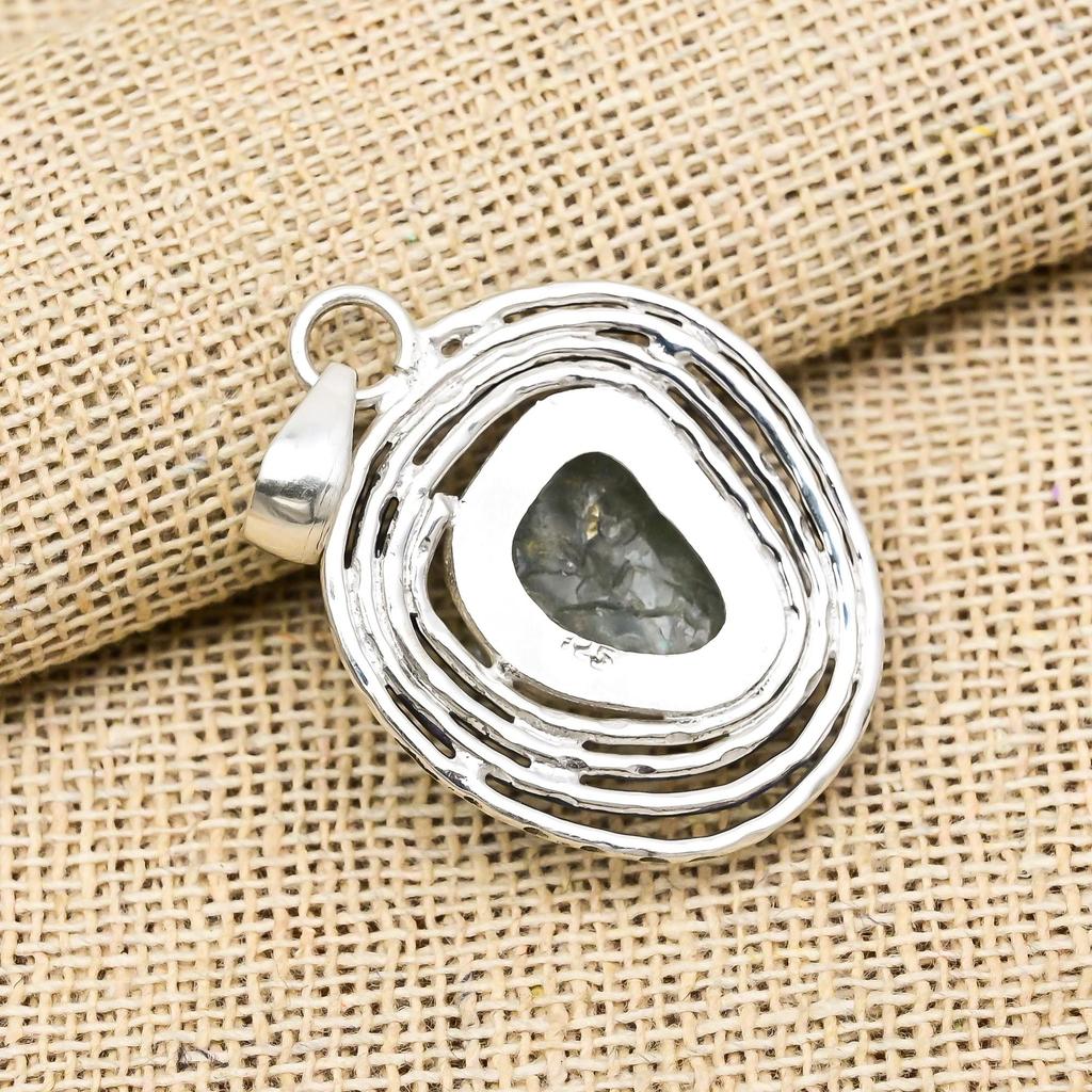 Rough Aquamarine Gemstone Jewelry Handmade 925 Sterling Silver Pendant