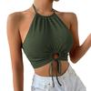 Women's Clothing, 2025, Summer New Style, Sexy Camisole, Vest, Neck Hanging, Short Style, Exposed Navel, Outerwear