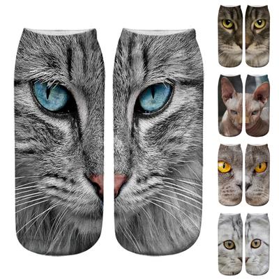 Realistic Cat Face Socks 3D Cat Print Socks Breathable Cute Kitten Socks