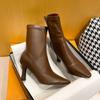 Fashion Autumn Fashion Pointed Toe Ankle Boots Women Street Style Thick Heels Party Stripper Female Short Booties