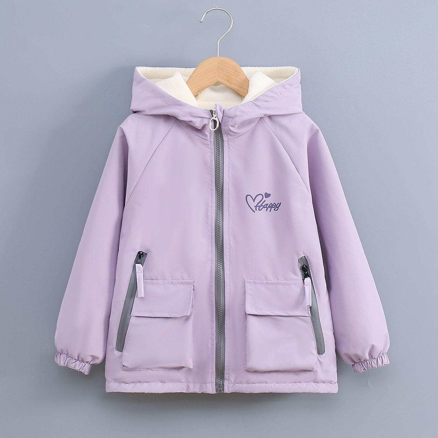 

Двусторонняя флисовая куртка для девочек на весну и осень 2025 - Новый свободный детский ветрозащитный плащ 150