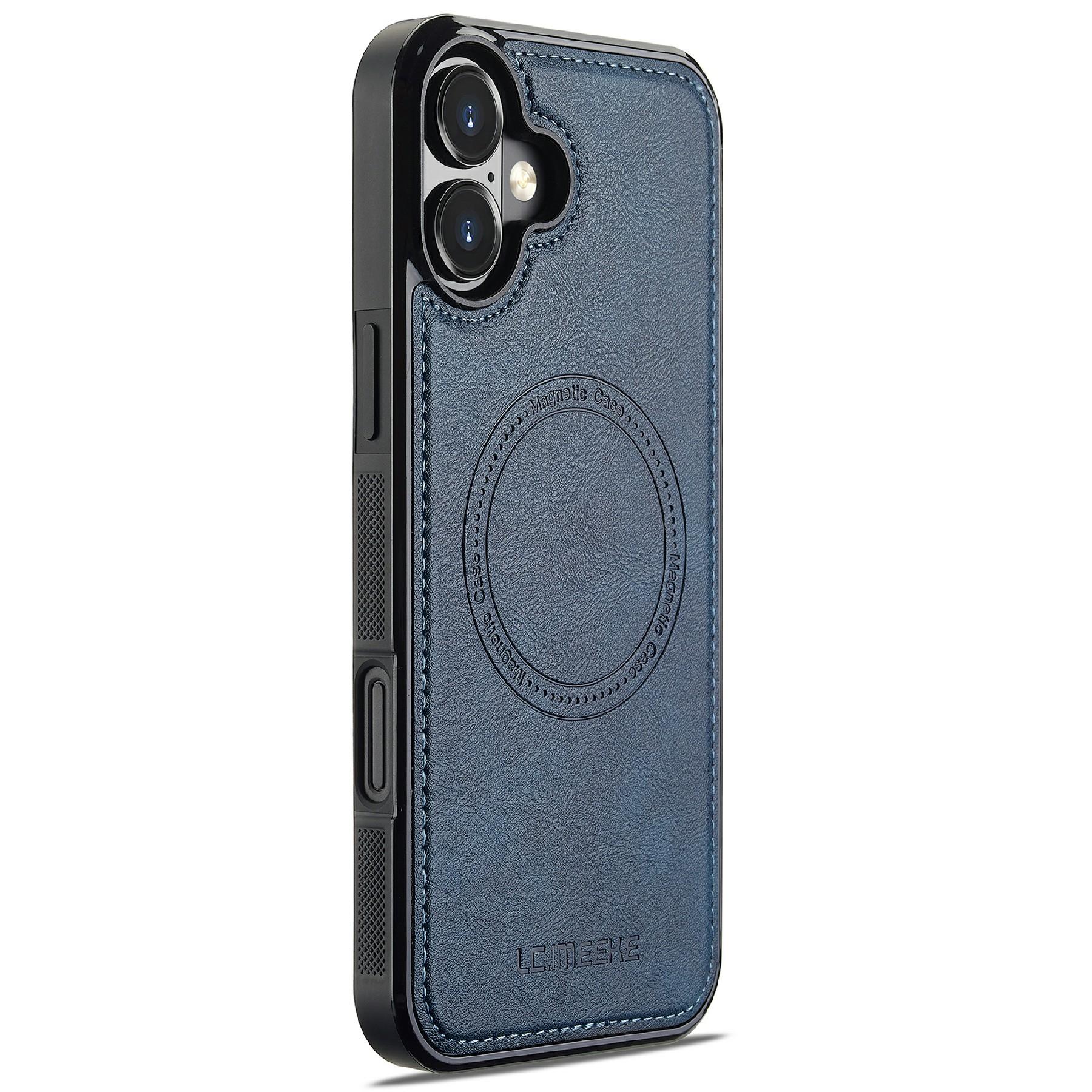 

LC.IMEEKE For iPhone 16 Plus Magnetic Case Compatible with MagSafe Leather+TPU Back Cover Blue