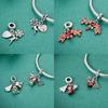 Copper New Christmas Charms Elk Santa Claus Bead Snowflake Bell Snowman Charm Fit Original Bracelet Diy Jewelry For Women