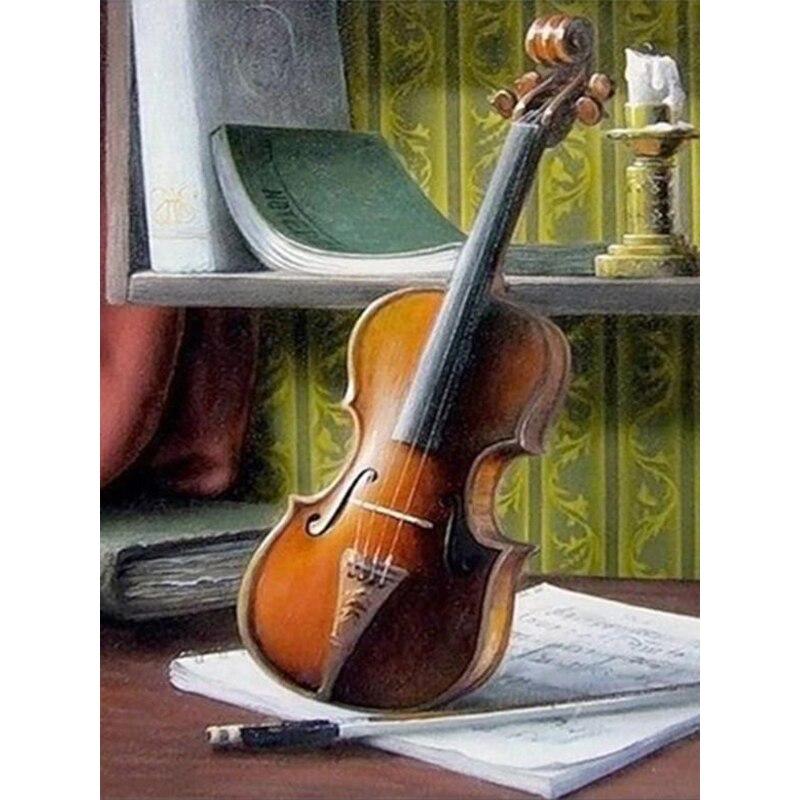 New 5D DIY Diamond Painting Violin Diamond Embroidery Music Cross Stitch Full Round Drill Crafts Home Decor Manual Gift