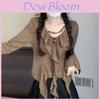 Small Fragrance Floral 3d Embroidery T Shirt With V Neck For Spring Autumn Women