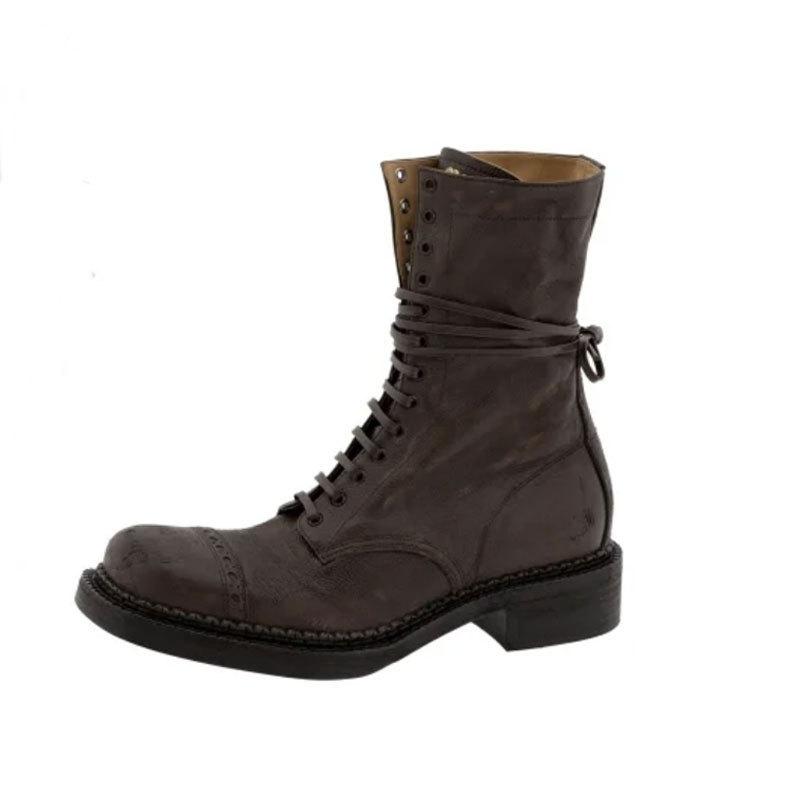 

Leather knight Martin boots women s 2025 new retro British style thick heel short cowboy boots short boots 40 темно-коричневого кольору