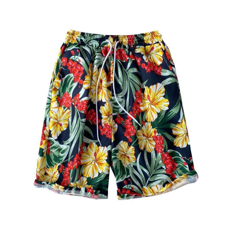 Men's Loose Plus Size Hawaiian Floral Beach Shorts - Quick-Dry, Trendy, Five-Point Design for Couples