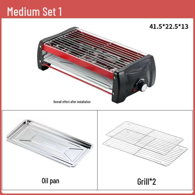 Smokeless Electric BBQ Grill & Roaster - Double Layer Griddle, Grill Pan, and Charcoal Rack